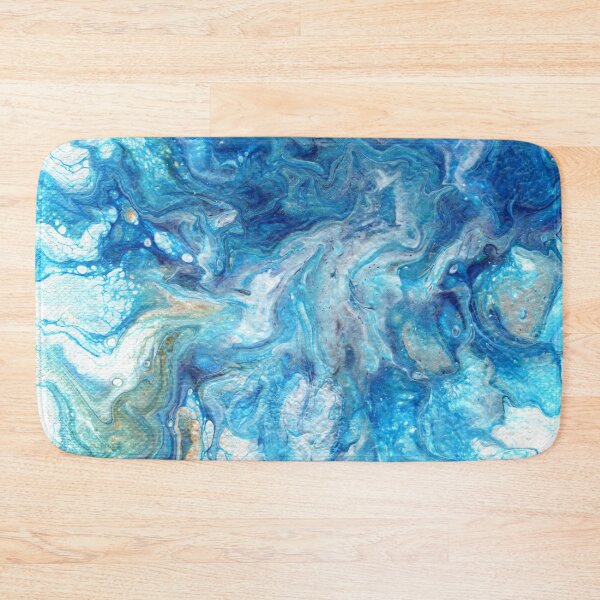 Item preview, Abstract Acrylic Pour In Blue And White White designed and sold by Cleave.