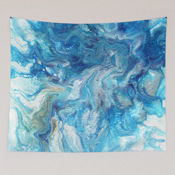 Item preview, Abstract Acrylic Pour In Blue And White White designed and sold by Cleave.