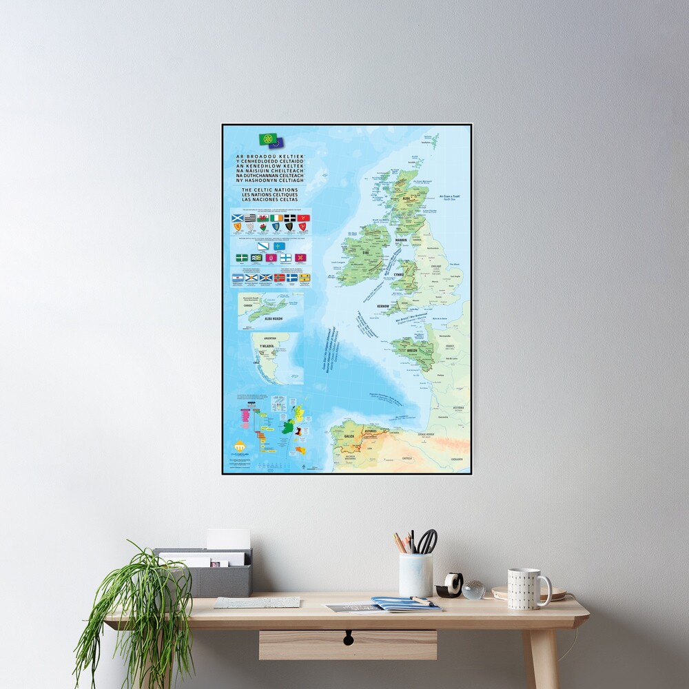 Poster « Les nations celtiques : cartes, drapeaux et langues (version 2)»