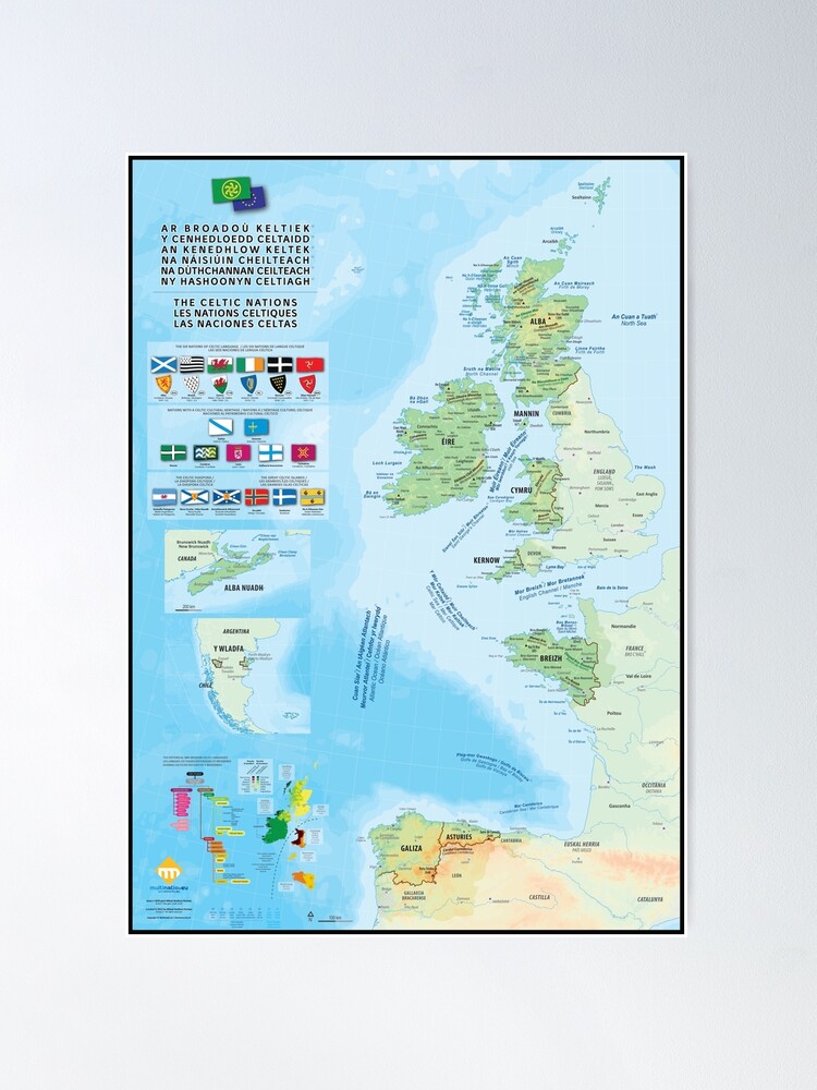 Poster ''Les nations celtiques : cartes, drapeaux et langues (version 2)' : autre vue