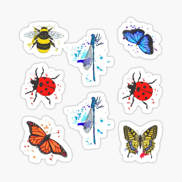 Winged Insects Bees Butterflies Ladybirds Dragonflies Sticker