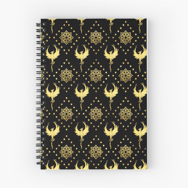 Item preview, Gold Phoenix and lotus symbol pattern on black designed and sold by k9printart.