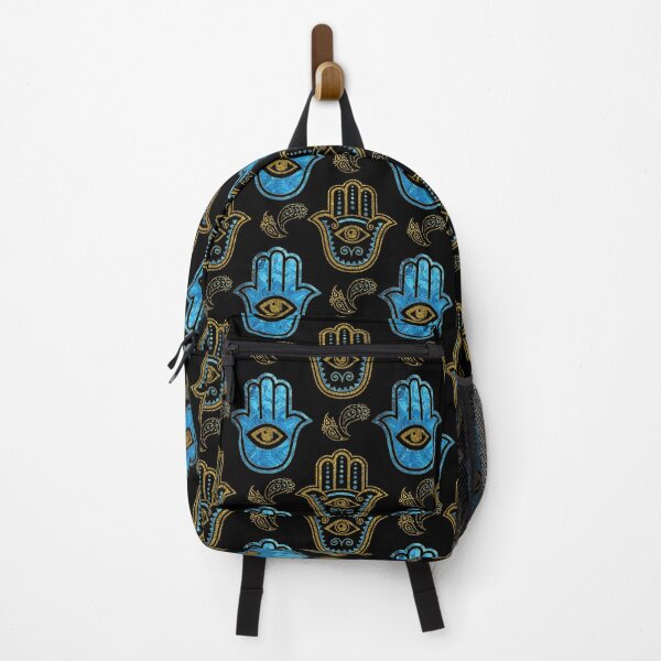 Item preview, Hamsa Hand pattern - Gold and Blue glass designed and sold by k9printart.