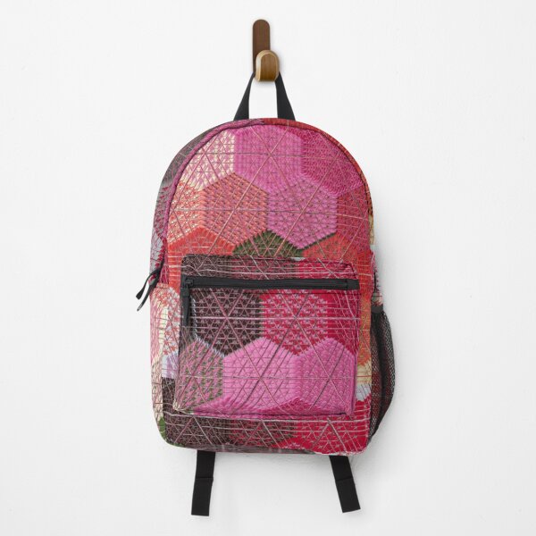 Item preview, Pink hexagon embroidery fabric designed and sold by Joie-et-Poesie.