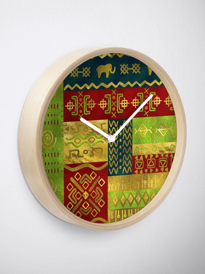 Alternate view of Ethnic African Golden Pattern on color Clock