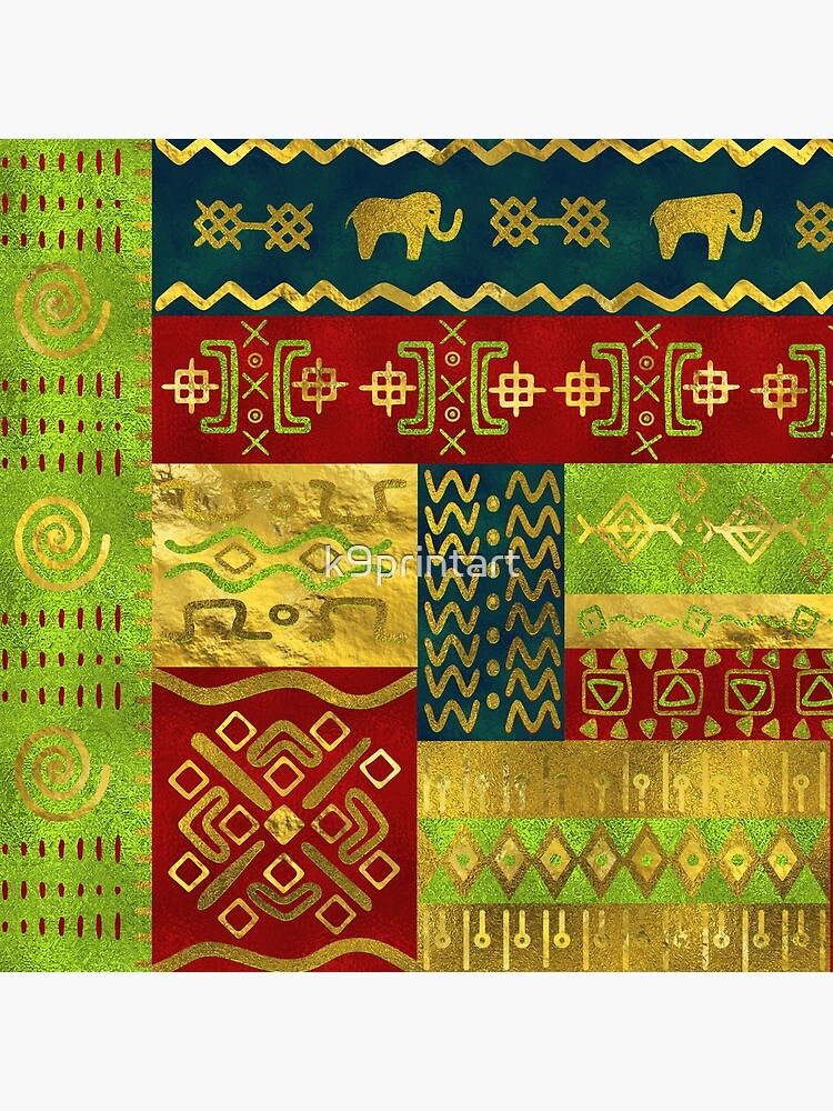 Ethnic African Golden Pattern on color by k9printart