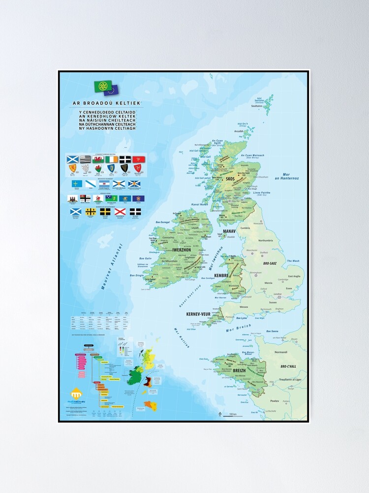 Poster ''Les six nations celtiques : cartes, drapeaux et langues (version en breton)' : autre vue