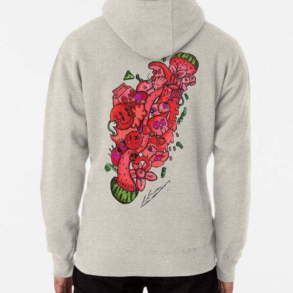 ArTizM crazy watermelon in half Pullover Hoodie