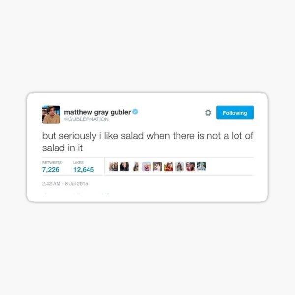 Artikel-Vorschau von Matthew Gray Gubler Tweet, designt und verkauft von EshaGupta.