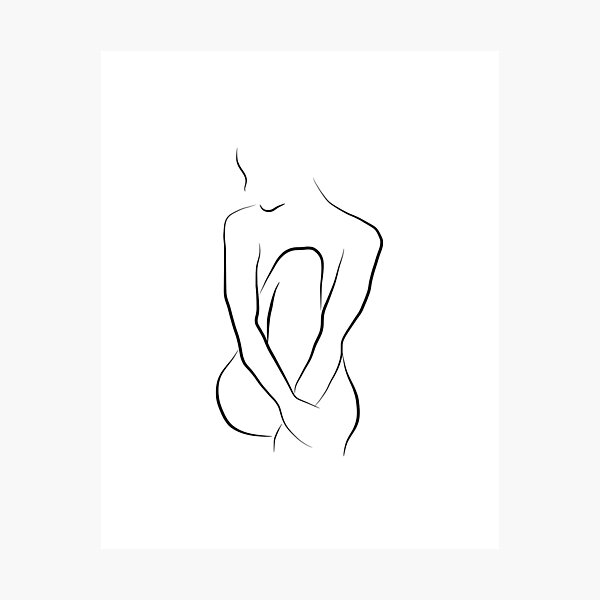 Nude Line Art Sketch - Beautiful Bella Photographic Print