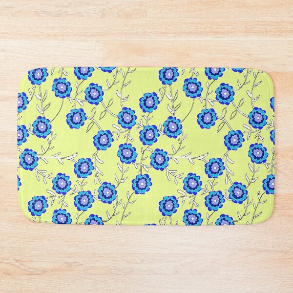 Item preview, Blue Flowers on Yellow designed and sold by bloomingvine.