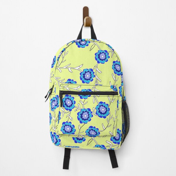 Item preview, Blue Flowers on Yellow designed and sold by bloomingvine.