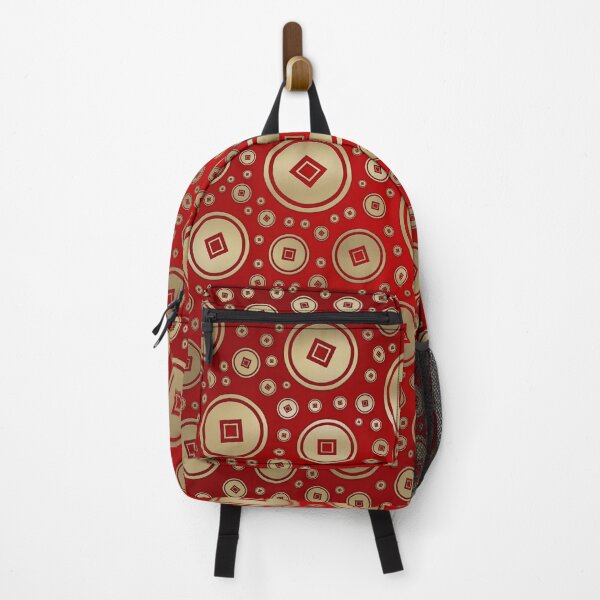 Item preview, Lucky Gold Chinese coins pattern on red designed and sold by k9printart.