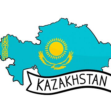 Artwork thumbnail, Kazakhstan Flag Map Sticker by Drawingvild