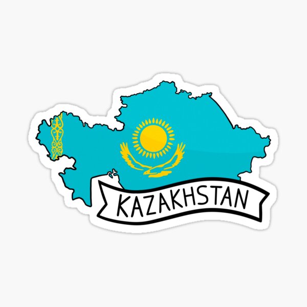 Item preview, Kazakhstan Flag Map Sticker designed and sold by Drawingvild.