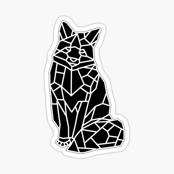 Sitting Fox Mosaic (All Black) Sticker