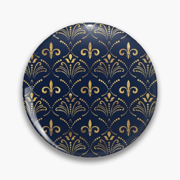 Item preview, Elegant Fleur-de-lis pattern - Gold and deep blue designed and sold by k9printart.