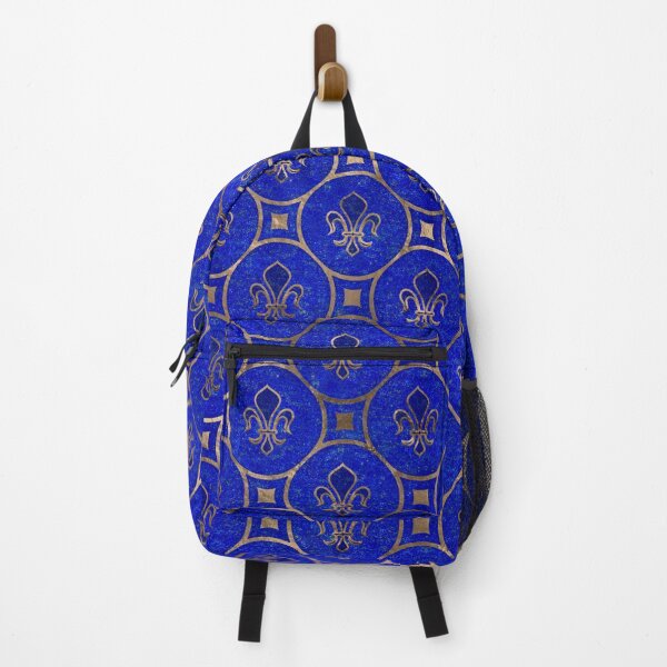 Item preview, Fleur-de-lis pattern - Lapis Lazuli and Gold designed and sold by k9printart.