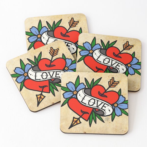 Item preview, LOVE - old school tattoo style design with colours designed and sold by susyrdesign.