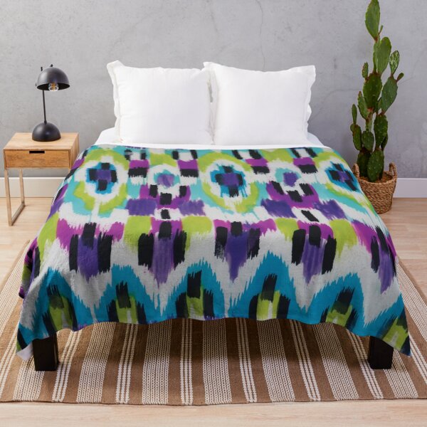 Item preview, Warp Ikat Stripe in Turquoise, Purple and Green designed and sold by Leslie Rogers Todder.