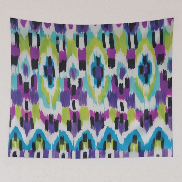 Item preview, Warp Ikat Stripe in Turquoise, Purple and Green designed and sold by Leslie Rogers Todder.