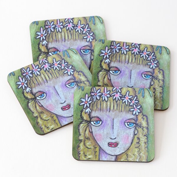 Item preview, Winsome Waif / Dragonfly Girl / Fairy Girl / Daisies in Her Hair / Cute Girl / designed and sold by artenvironments.