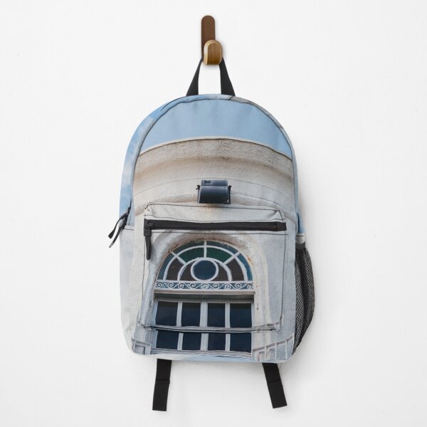 Item preview, A white tower with colorful windows and a cloudy sky designed and sold by Carmen Jost.