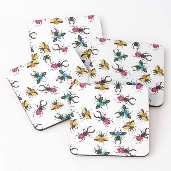 Item preview, Beetles pattern with decor on a white background designed and sold by burbura.