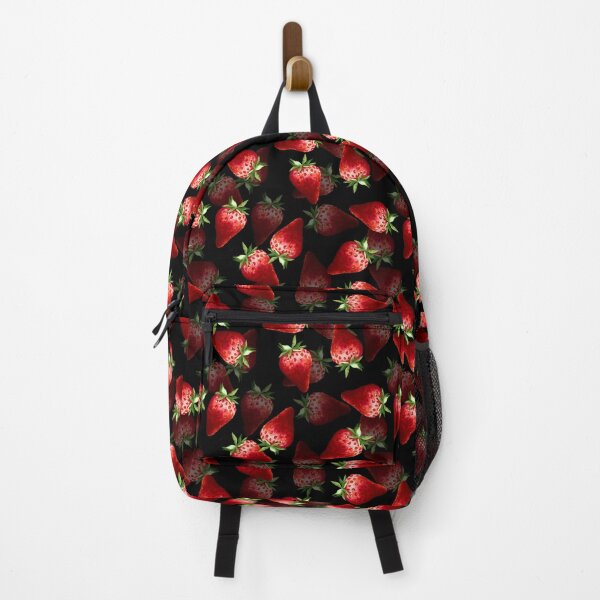 Item preview, Red strawberry pattern on black designed and sold by Gribanessa.