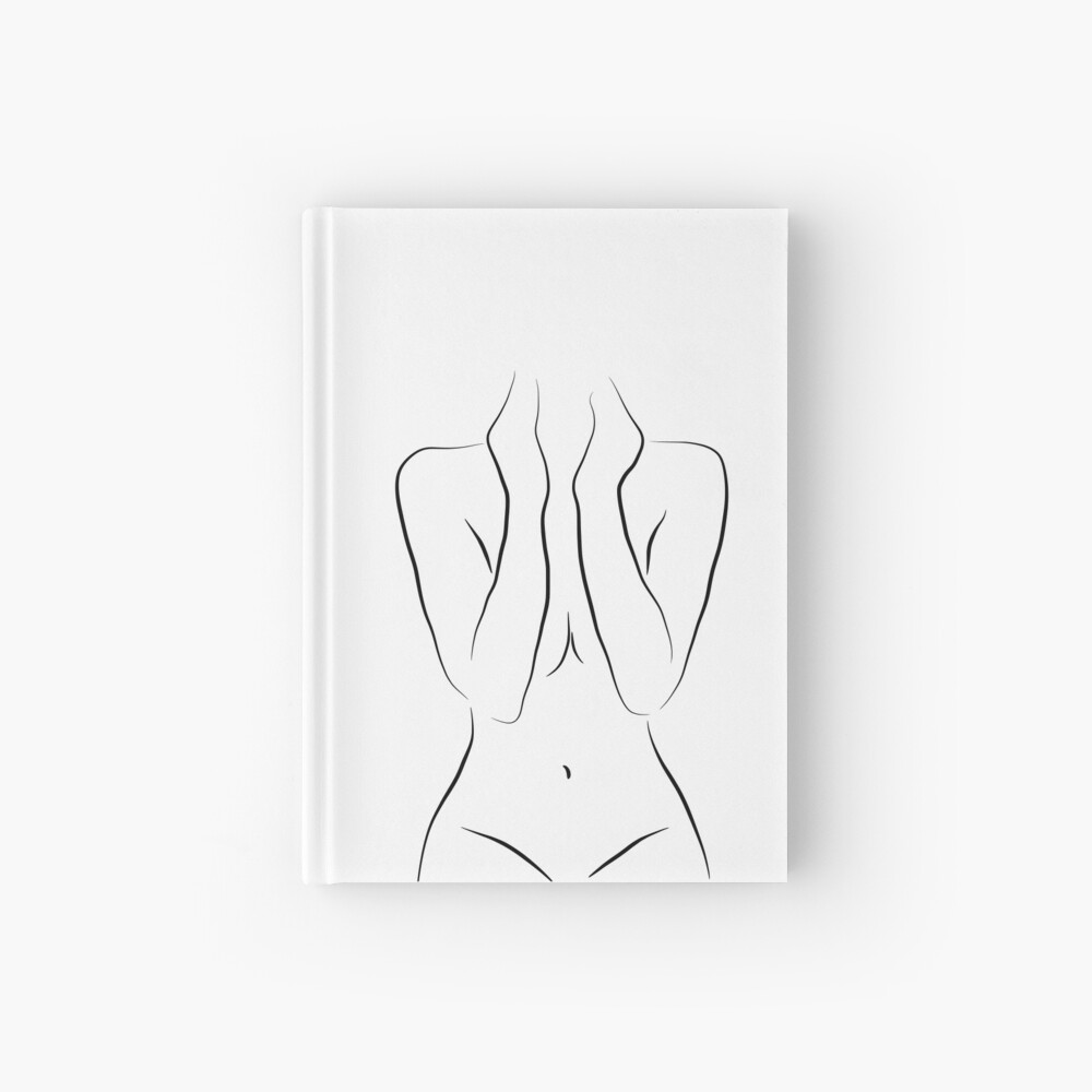 Nude Girl Line Art Drawing - Zara At 18 Hardcover Journal
