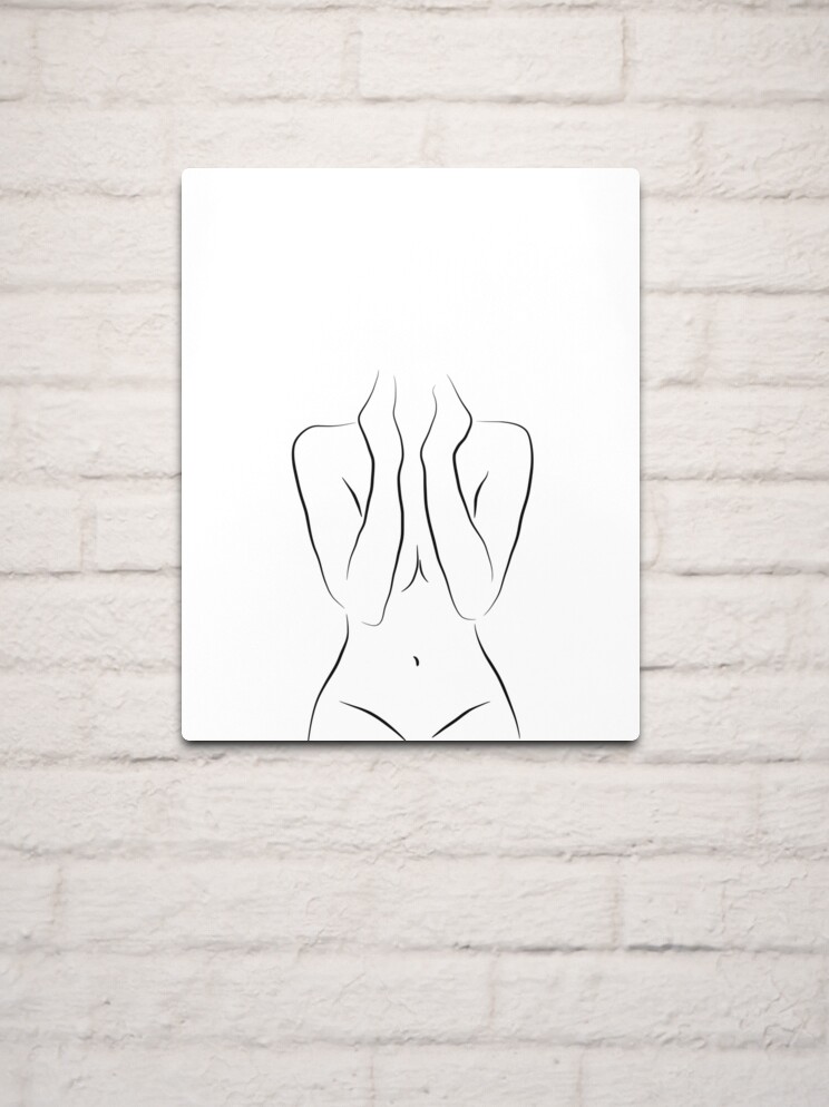 Nude Girl Line Art Drawing - Zara At 18 | Metal Print