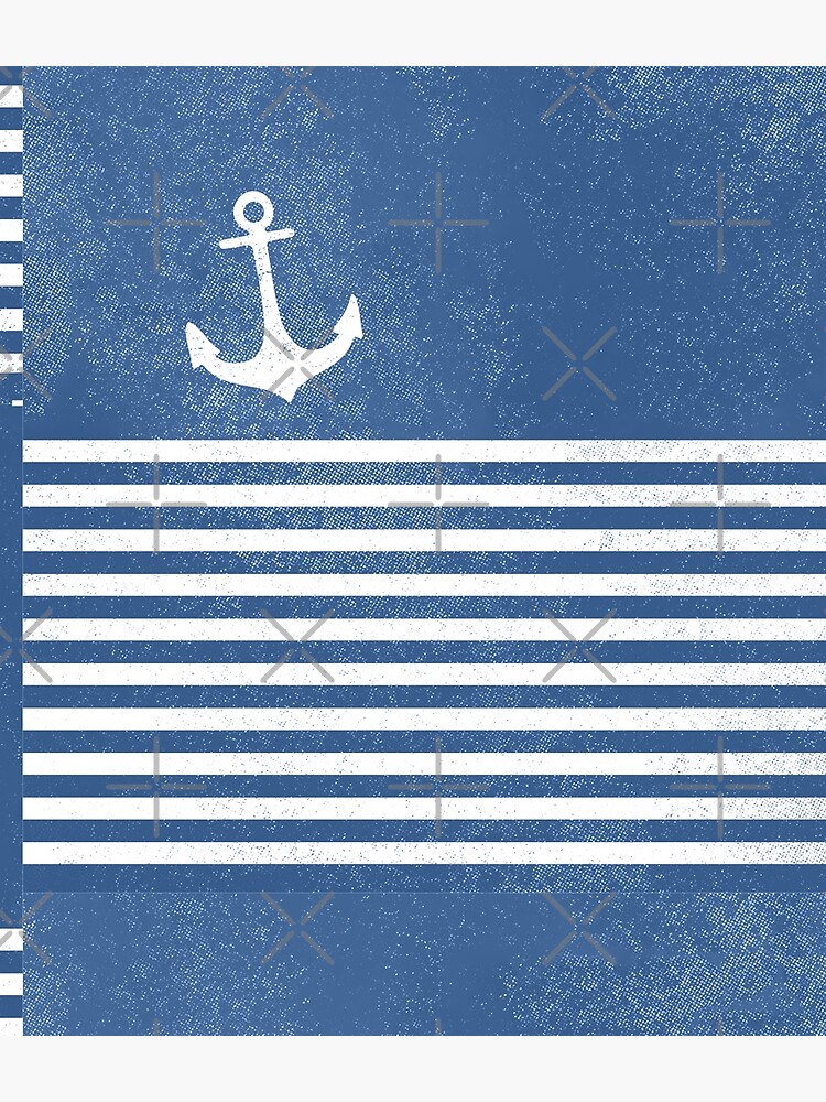 Vintage anchor for regatta with stripes blue white nautical marine