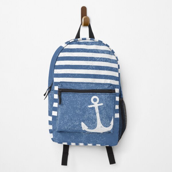 Item preview, Vintage anchor for regatta with stripes blue white nautical marine vintage designed and sold by wunderfamily.