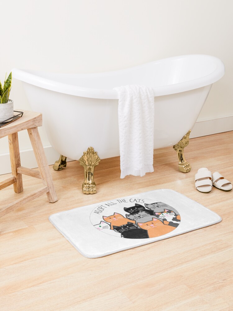 Thumbnail 1 of 6, Bath Mat, Adopt All the Cats designed and sold by cwillustration.