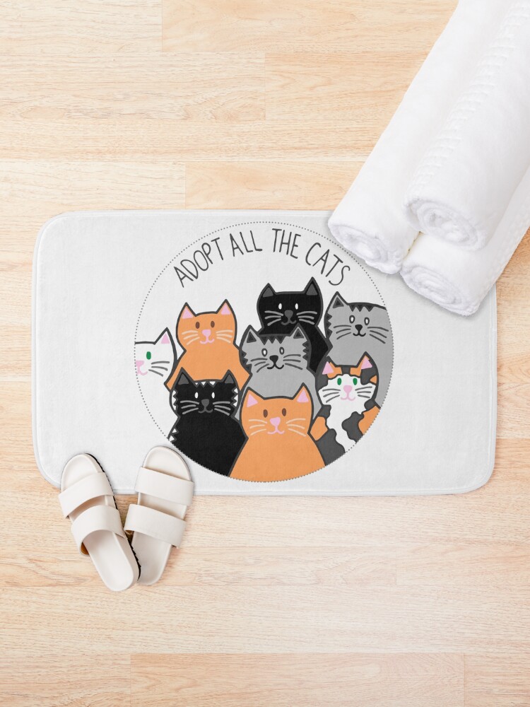 Thumbnail 2 of 6, Bath Mat, Adopt All the Cats designed and sold by cwillustration.