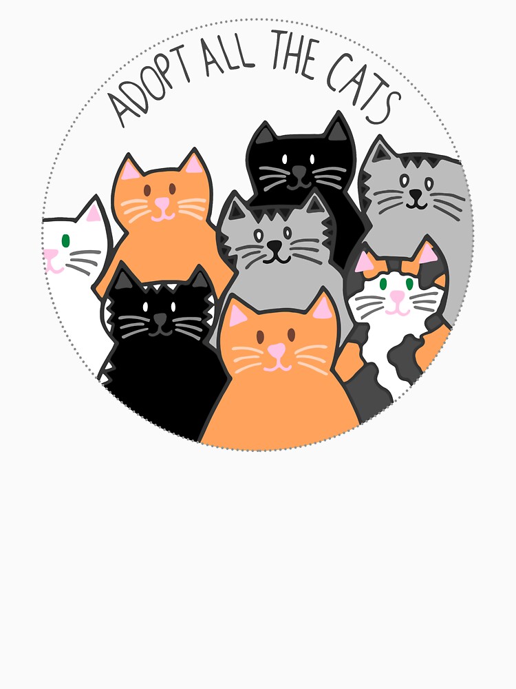 Thumbnail 7 of 7, Classic T-Shirt, Adopt All the Cats designed and sold by cwillustration.
