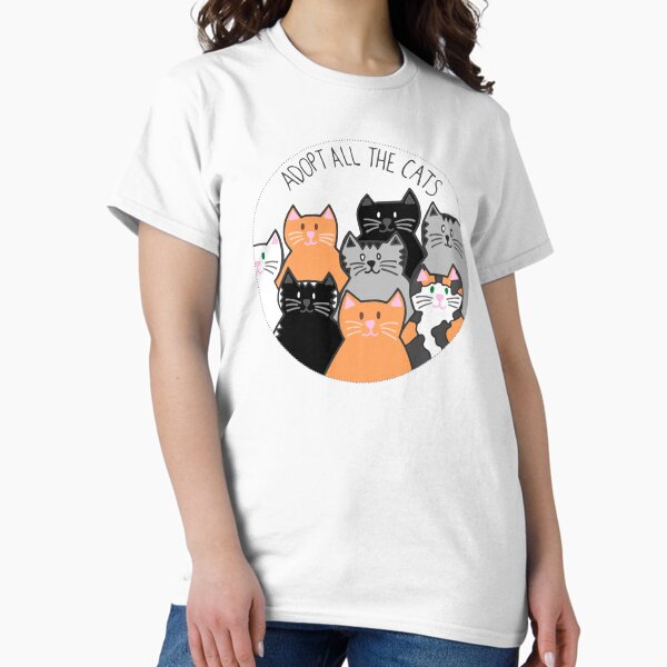 Vista previa del artículo con la obra «Adopta todos los gatos», diseñado y vendido por cwillustration.