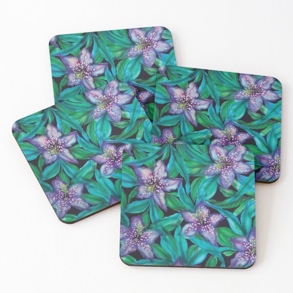 Item preview, Purple Lilies With Green Leaves designed and sold by Leslie Rogers Todder.