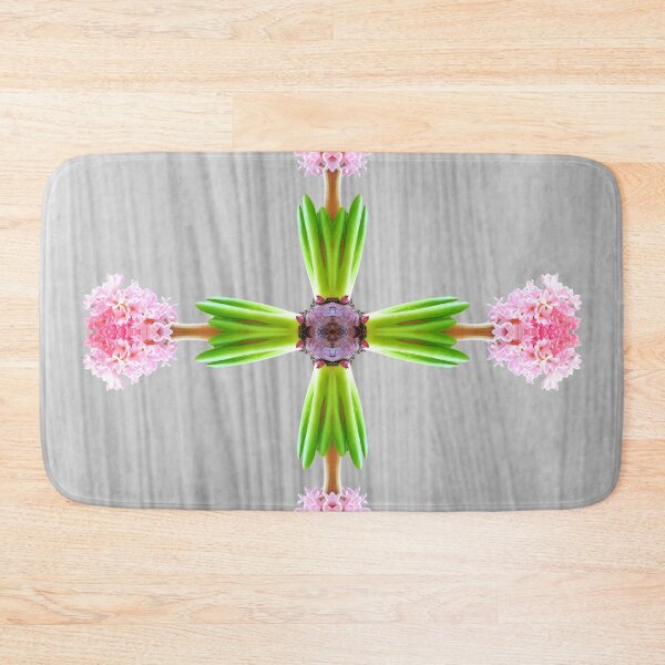 Artikelvorschau, Schöne frische rosa Hyazinthenblüten aus nächster Nähe, surreal geformtes symmetrisches Kaleidoskop entworfen und verkauft von Grégory DUBUS.