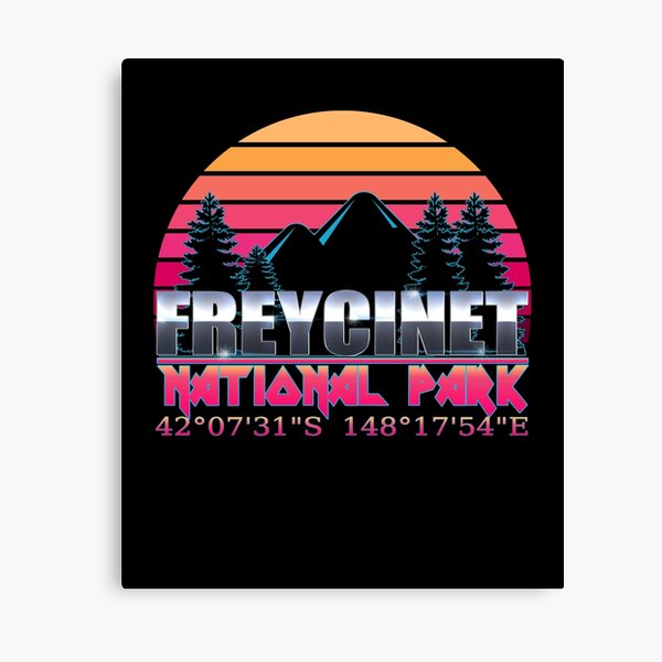 Freycinet National Park with GPS Location Classic 80's Design Canvas Print