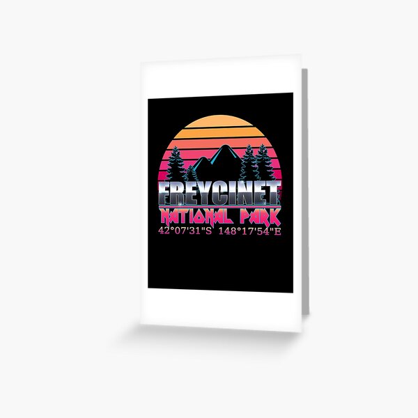 Freycinet National Park with GPS Location Classic 80's Design Greeting Card