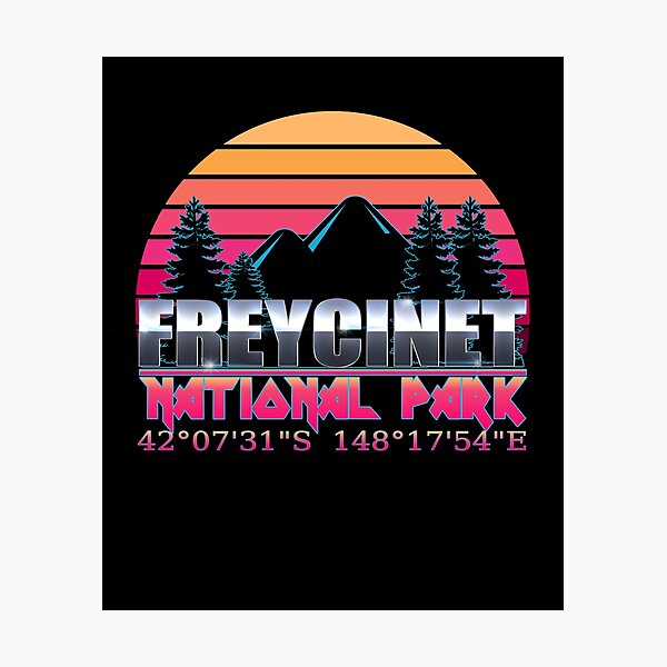 Freycinet National Park with GPS Location Classic 80's Design Photographic Print