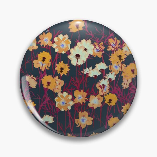Item preview, English Garden Print in Midnight Blue and Orange designed and sold by CharIsabella.