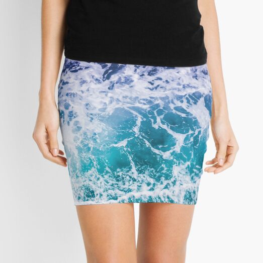 Blue Ocean Waves Mini Skirt