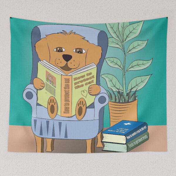 Item preview, Dog Reading designed and sold by iCraftCafe.