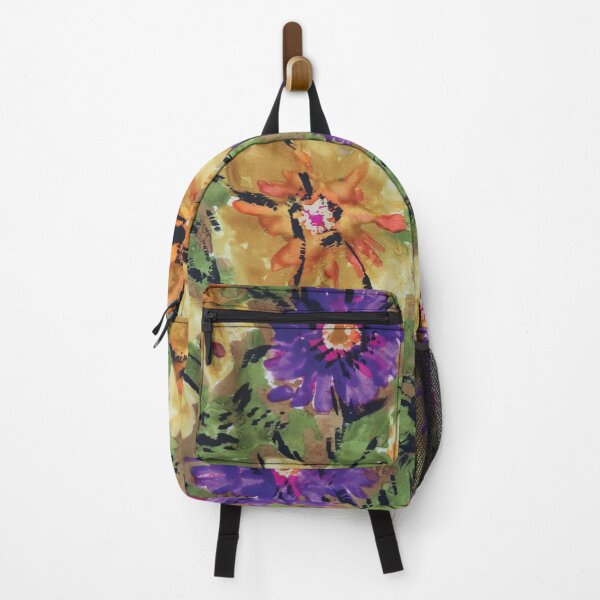 Item preview, Painterly Abstract Watercolor Gold and Purple Flowers designed and sold by Leslie Rogers Todder.