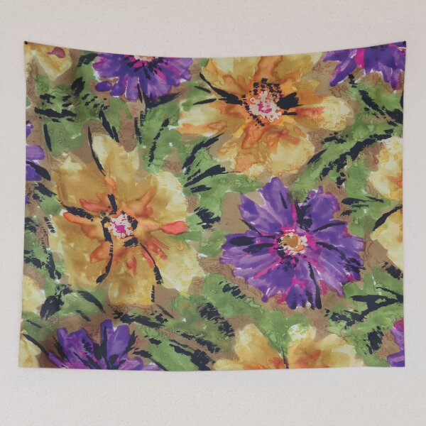 Item preview, Painterly Abstract Watercolor Gold and Purple Flowers designed and sold by Leslie Rogers Todder.
