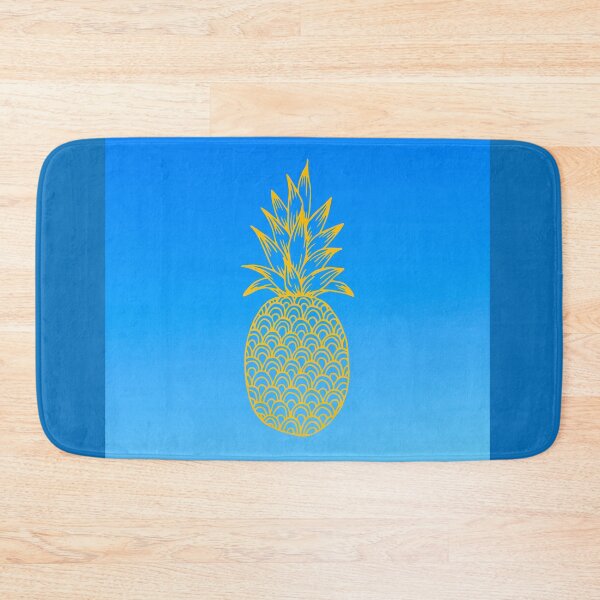 Item preview, Yellow Pineapple with leaves on blue backround designed and sold by Delicarte.