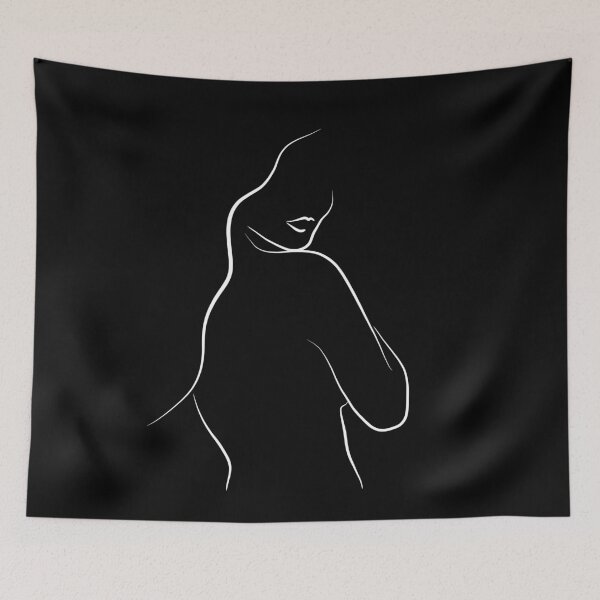 Item preview, Minimalist Woman Line Art - Leias Lips in Black designed and sold by Melody Watson.