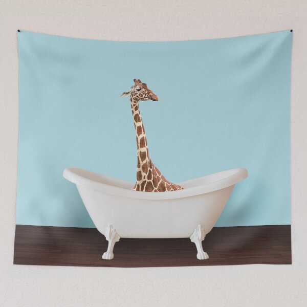 Aperçu de l'œuvre Girafe de baignoire en bleu créée et vendue par ESCAPZ.